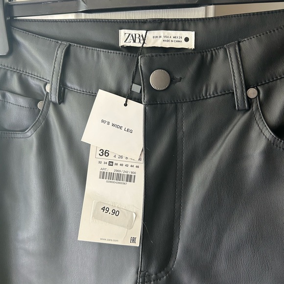 Black faux leather Zara size 36 pant ‘90s - Picture 8 of 8